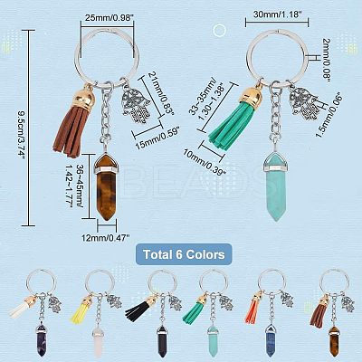 Synthetic & Natural Gemstone Bullet Keychain KEYC-NB0001-43-1