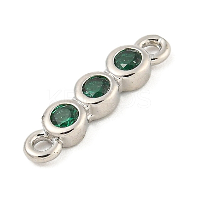 Brass Pave Cubic Zirconia Three Flat Round Links Connector Charms KK-P277-52B-A-1