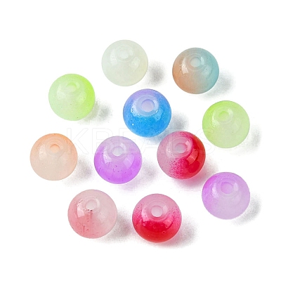 400Pcs 8 Colors Baking Paint Imitation Jade Glass Round Bead Strands DGLA-FS0001-09-1