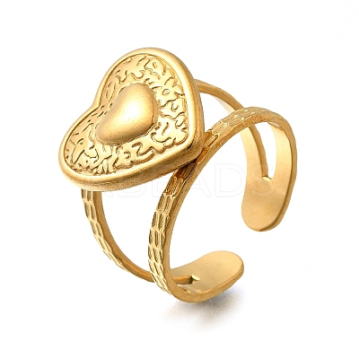304 Stainless Steel Open Cuff Ring for Women RJEW-A053-06G-08-1