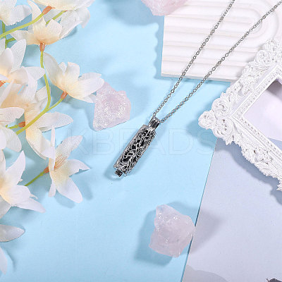 1Pc 304 Stainless Steel Tree of Life Hollow Column Pendant Pet Urn Ashes Necklaces NJEW-CA0001-28EB-1