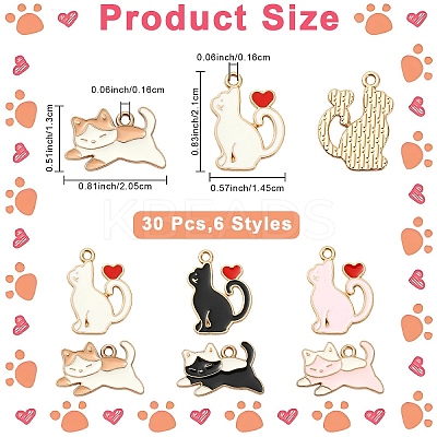 30Pcs 6 Styles Alloy Enamel Pendants ENAM-YW0008-96-1
