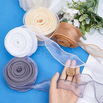 4 Rolls 4 Colors Polyester Chiffon Ribbon DIY-CP0010-73-1