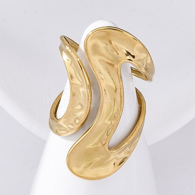 304 Stainless Steel Open Cuff Rings for Women RJEW-F174-08G-1