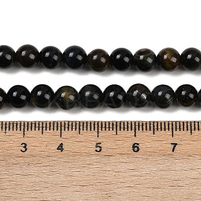 Natural Yellow Blue Tiger Eye(Dyed & Heated) Bead Strands G-P230-07-6mm-AB-01-1