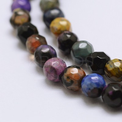 Faceted Natural Fire Crackle Agate Beads Strands G-F447-4mm-A07-1