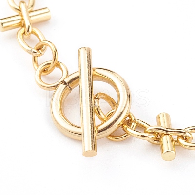 Brass Bar Link Chain Bracelets X-BJEW-JB06004-1