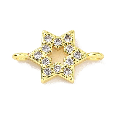 Real 18K Gold Plated Brass Micro Pave Cubic Zirconia Connector Charms KK-L209-047G-02-1