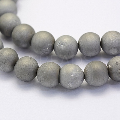 Electroplate Natural Druzy Agate Beads Strands LS-G-G708-8mm-04-1
