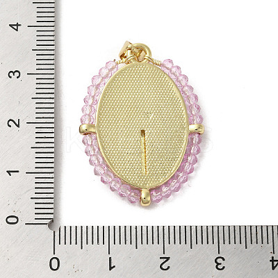 Brass Pave Shell Pendants KK-I708-01C-G-1