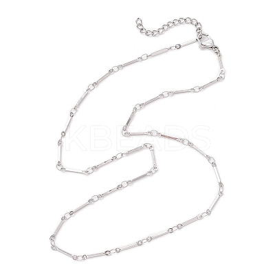 304 Stainless Steel Cuboid Bar Link Chain Necklaces for Women Men NJEW-JN05196-02-1