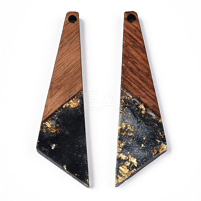 Transparent Resin & Walnut Wood Pendants RESI-N039-70C-1