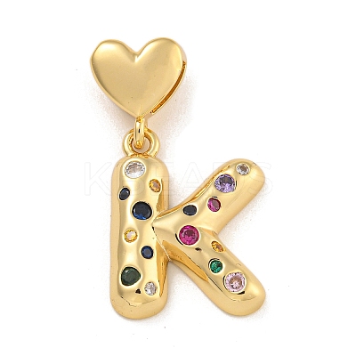 Brass Micro Pave Colorful Cubic Zirconia Pendants KK-P281-01G-K-1