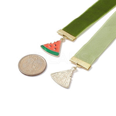 Fruit Alloy Enamel Pendant Bookmarks AJEW-JK00218-1