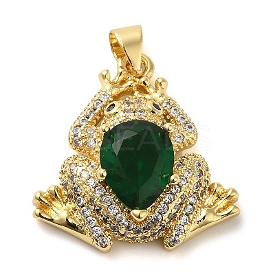 Rack Plating Brass Micro Pave Green Cubic Zirconia Pendants KK-C047-01B-G-1