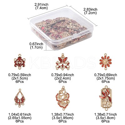 36Pcs 6 Styles Alloy Enamel Connector Charms FIND-FS0004-46B-1