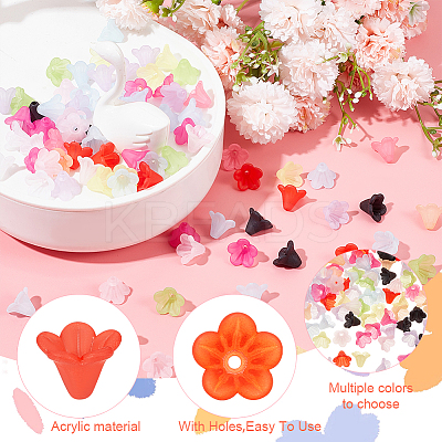 360Pcs 12 Colors Frosted Acrylic Bead Caps OACR-DC0001-19-1