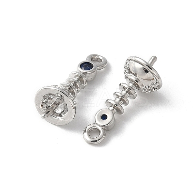 Brass Micro Pave Cubic Zirconia Peg Bails Charms KK-D324-26P-1