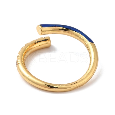 Rack Plating Brass Cubic Zirconia Open Cuff Rings for Women RJEW-S407-04-1