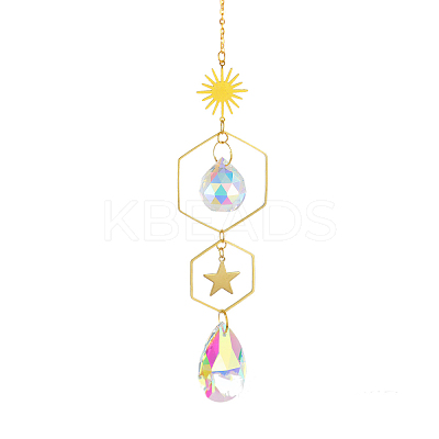 Quartz Crystal Big Pendant Decorations HJEW-PW0001-008D-1