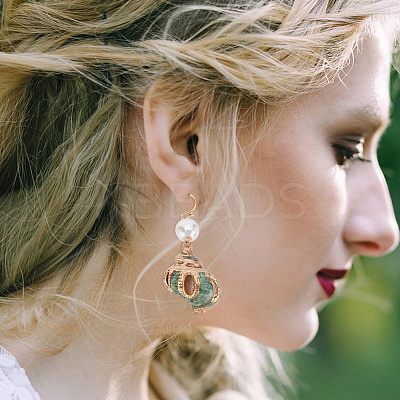 3 pairs 3 style Natural Shell Dangle Earrings with Plastic Pearl Beaded EJEW-AN0003-49-1