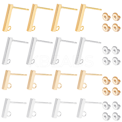 40Pcs 4 Style 304 Stainless Steel Stud Earring Findings DIY-SC0019-17-1