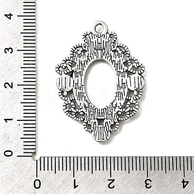 Tibetan Style Alloy Pendant Rhinestone and Cabochon Open Back Settings TIBEP-R304-021AS-LF-1