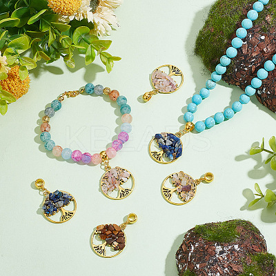 24Pcs 4 Styles Natural Mixed Gemstone European Dangle Charms FIND-AR0004-37-1