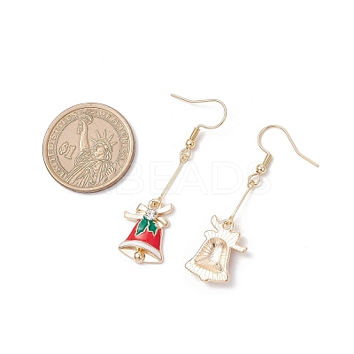 Christmas Bell Alloy Enamel Pendant Necklace & Dangle Earrings Sets SJEW-JS01344-1