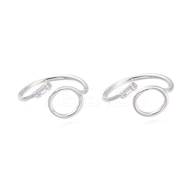 Brass Micro Pave Clear Cubic Zirconia Cuff Rings RJEW-F103-05-P-1