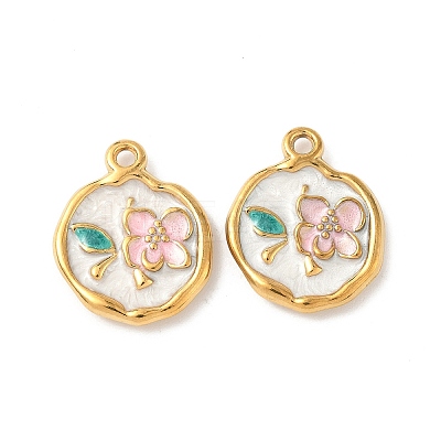 304 Stainless Steel Enamel Pendants STAS-I346-04G-1