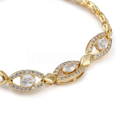Cubic Zirconia Oval Link Chain Bracelet BJEW-Z069-01G-01-1