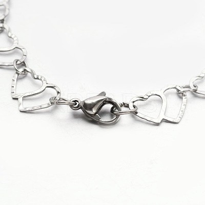 Tarnish Resistant 304 Stailess Steel Heart to Heart Link Chain Bracelets BJEW-N280-12P-1