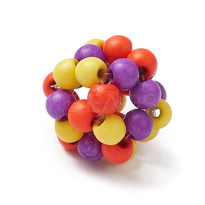 Round Woven Beads TURQ-JF-4MM-01-1