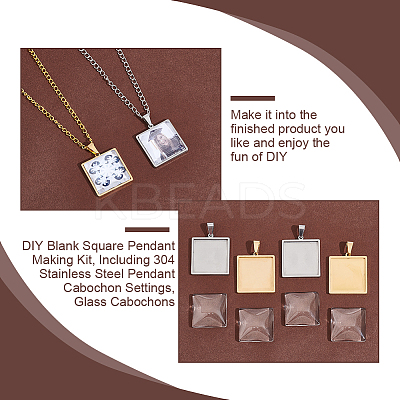 DIY Blank Square Pendant Making Kit DIY-UN0005-45-1