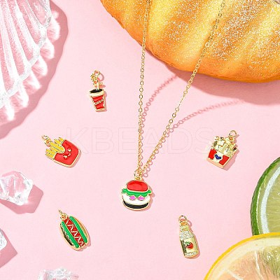6Pcs 6 Styles Food Brass Pendants KK-CJ0003-63-1