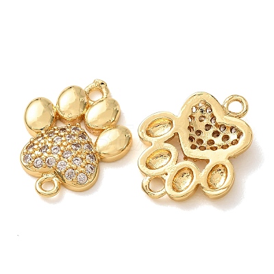 Brass Micro Pave Clear Cubic Zirconia Paw Print Links Connector Charms CU-CBA2907-09G-1