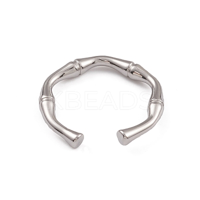 Non-Tarnish 304 Stainless Steel Bamboo Joint Open Cuff Rings for Women RJEW-G285-09P-1