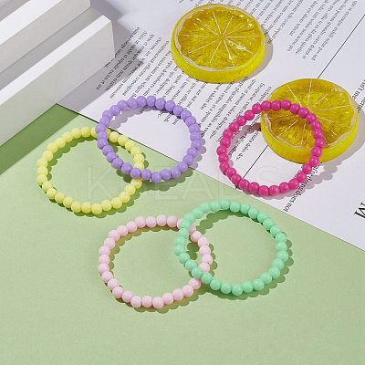 Candy Color Acrylic Beaded Stretch Bracelet for Kids BJEW-JB08053-1