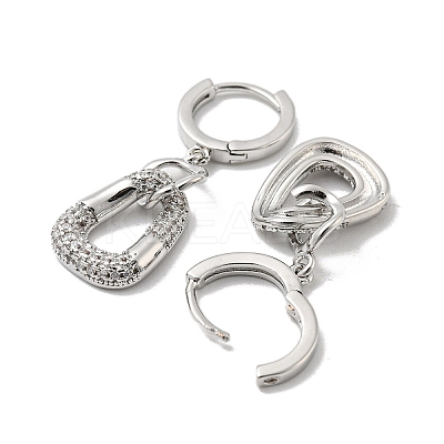 Brass Micro Pave Clear Cubic Zirconia Dangle Hoop Earrings EJEW-E295-27P-1