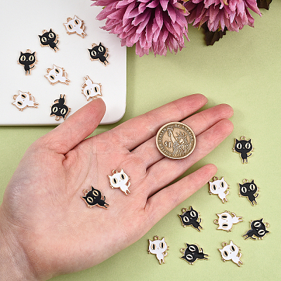 60Pcs 2 Colors Light Gold Alloy Enamel Pendants ENAM-CJ0001-68-1