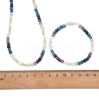 Gemstone & Electroplate Non-magnetic Synthetic Hematite Beads Beaded Necklaces & Bracelet Jewelry Sets for Women SJEW-JS01380-1