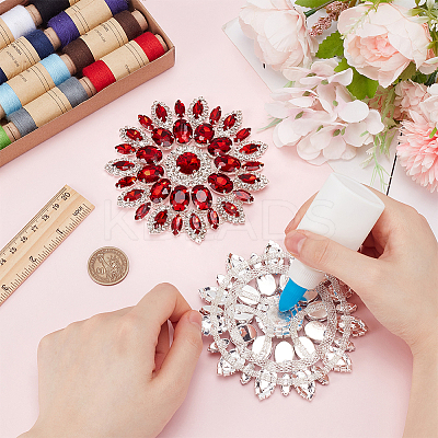 2Pcs Alloy with Rhinestone Handicraft Beading Appliques AJEW-FG0004-29D-1