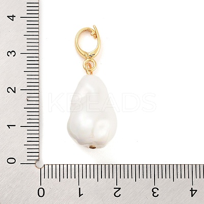 Brass Glass Pearl Pendants KK-G496-14G-1