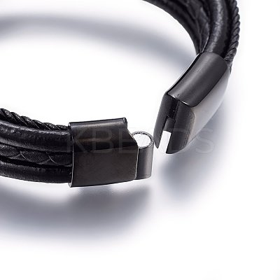 Leather Cord Multi-strand Bracelets BJEW-G603-36B-1