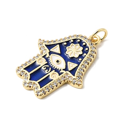 Brass Micro Pave Cubic Zirconia Enamel Pendants KK-L262-20G-1
