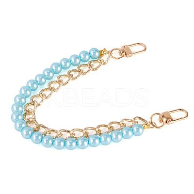 ABS Plastic Imitation Pearl and Aluminium Curb Chains Bag Extender Chains HJEW-TAC0073-1
