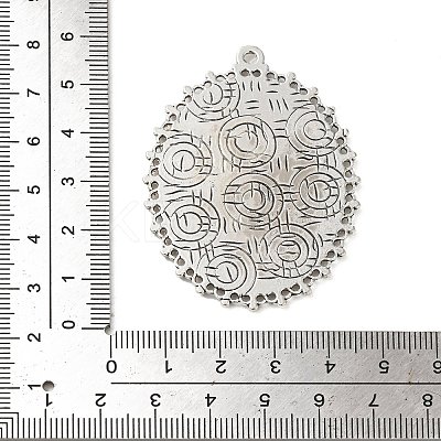 Tibetan Style Antique Silver Alloy Flat Oval Pendant Cabochon Settings TIBEP-M022-40AS-1
