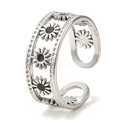 304 Stainless Steel Enamel Open Cuff Rings for Women RJEW-F166-17P-01-1