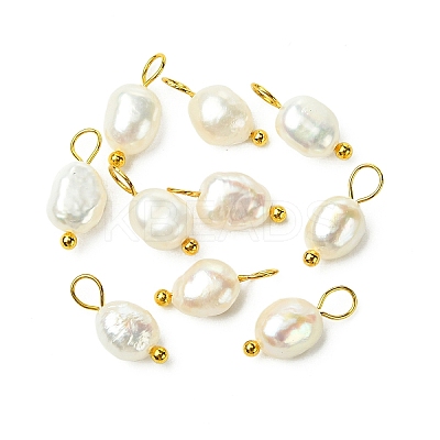 10Pcs Natural Cultured Freshwater Pearl Two Sides Polished Charms PALLOY-YW00075-05-1